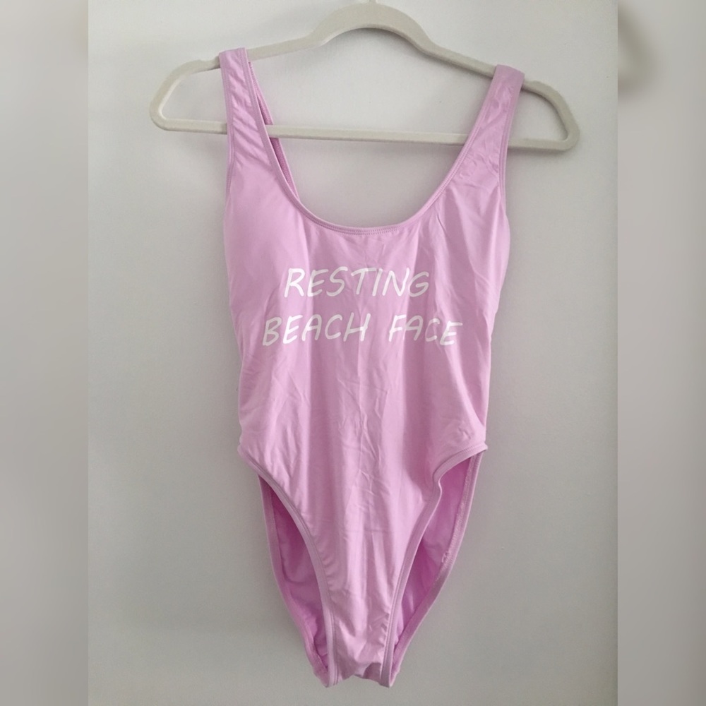 Resting Beach Face one piece swim suit